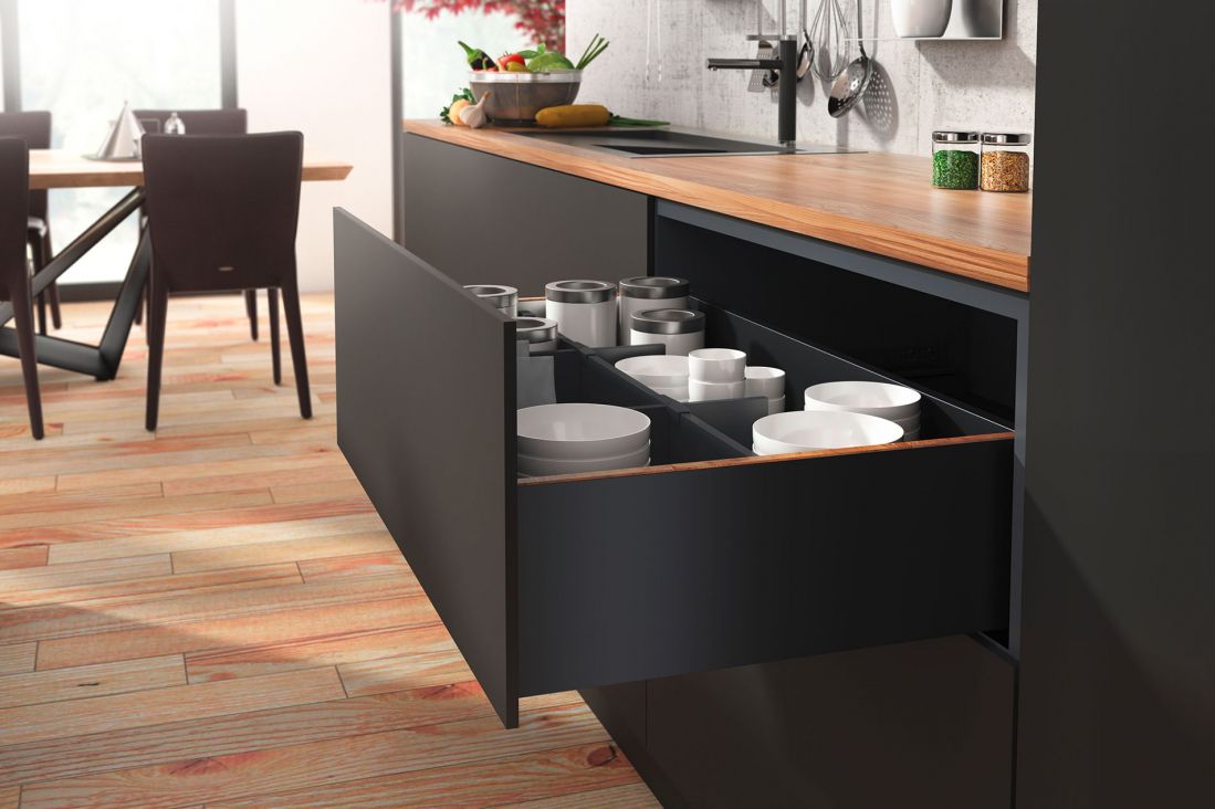 Cajonera ancha línea slim premium en color gris oscuro