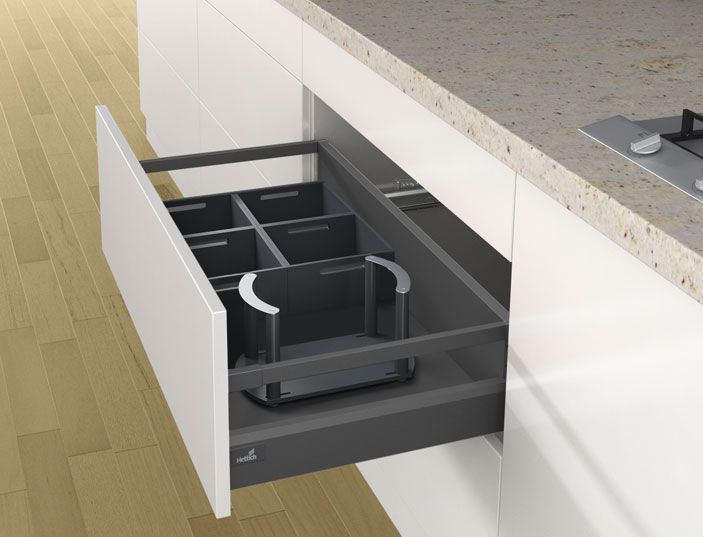 Cajonera con compartimentos línea slim premium en color gris oscuro