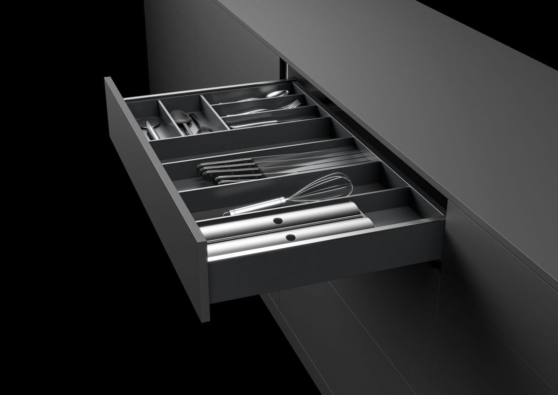 Cajonera estrecha línea slim premium en color gris oscuro